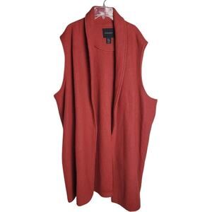 Cynthia Rowley Long Rust Vest Sz L Open Cardigan Cozy Minimalist Fall Layer
